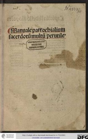 Manuale parochialium sacerdotum