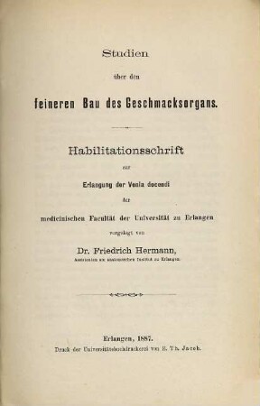 Studien über den feineren Bau des Geschmackorganes
