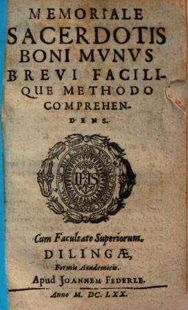 Memoriale Sacerdotis Boni Munus Brevi Methodo Comprehendens