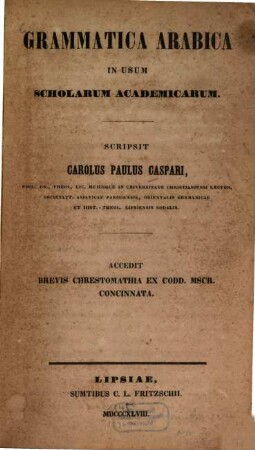 Grammatica Arabica : in usum scholarum academicarum