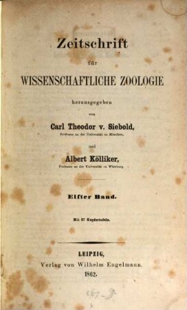Zeitschrift für wissenschaftliche Zoologie. 11, 11. 1862