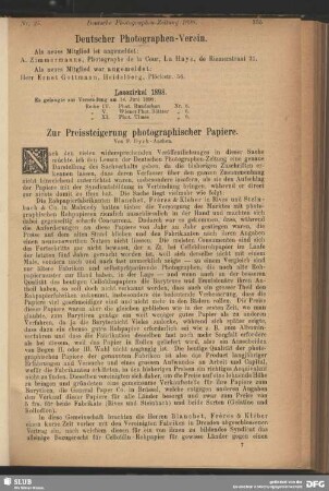 Zur Preissteigerung photographischer Papiere