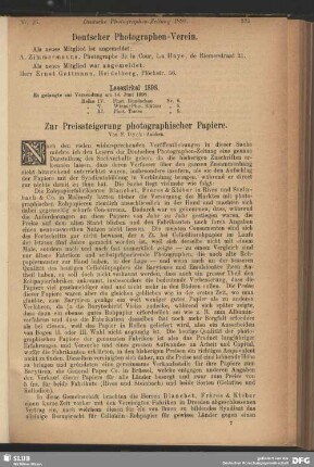 Zur Preissteigerung photographischer Papiere