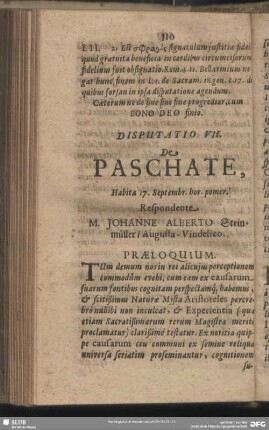 Disputatio VII. De Paschate