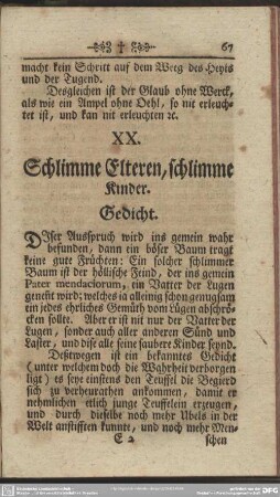 XX. Schlimme Elteren, schlimme Kinder. Gedicht