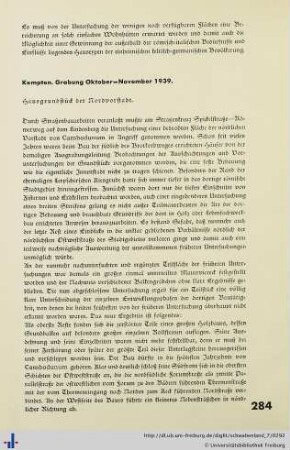 Kempten. Grabung Oktober - November 1939.