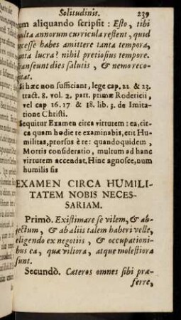239-250, Examen Circa Humilitatem Nobis ...; ...