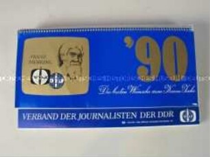Aufklappbarer Tischkalender für 1990
