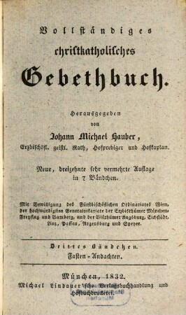 Vollständiges christkatholisches Gebethbuch, 3. Fasten-Andachten