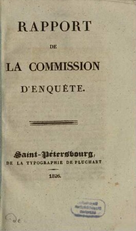 Rapport de la Commission d'enquête