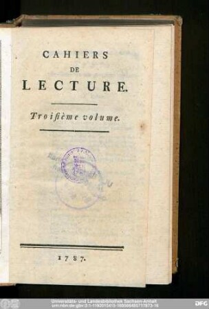 3.1787: Cahiers de lecture