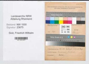 Entnazifizierung Friedrich Wilhelm Golz, geb. 29.07.1921 (Maler)