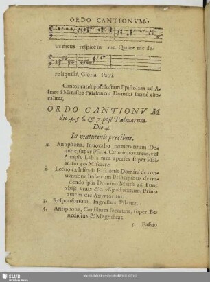Ordo cantionum die 4. 5. 6. et 7. post Palmarum