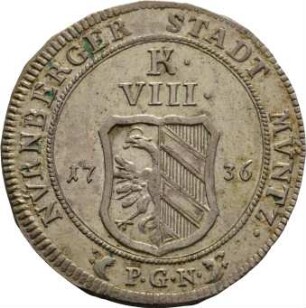 Münze, 8 Kreuzer, 2 Batzen, 1736