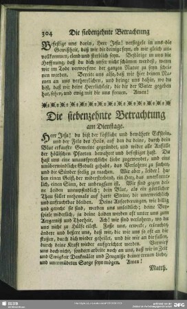 Die siebenzehnte Betrachtung am Dienstage