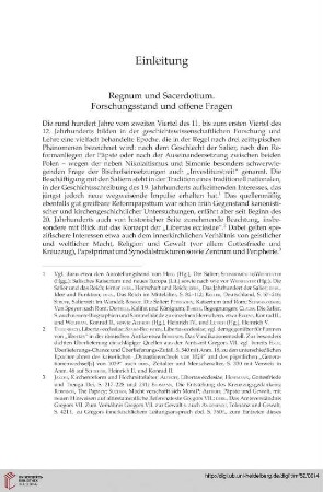 Regnum und Sacerdotium. Forschungsstand und offene Fragen