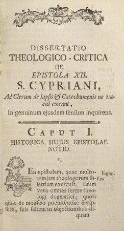 Dissertatio theologico-critica de Epistola XII.