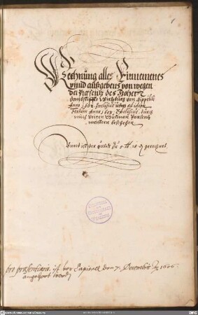 Präsenzrechnung des Domstifts von Anno 1602 biß Anno 1603