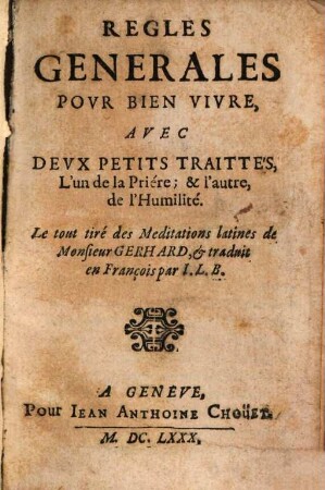 Regles generales pour bien vivre