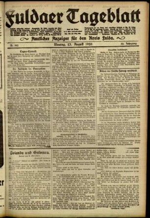 Ausgabe vom Montag, den 23. August 1920.