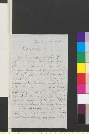 Brief von Vermehren, Johann Bernhard an Goethe, Johann Wolfgang von