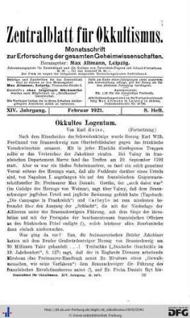 8. Heft (Feb. 1921)