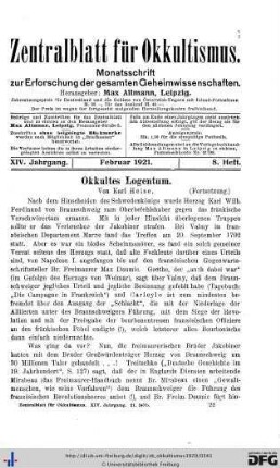 8. Heft (Feb. 1921)