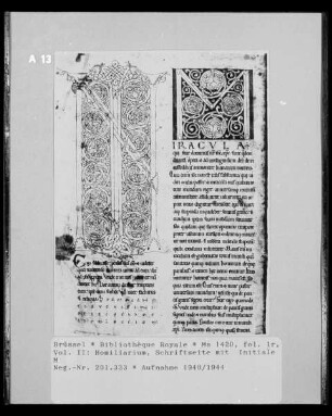 Ms 1420, fol. 1r, Vol. II: Homiliarum, Schriftseite mit Initiale M