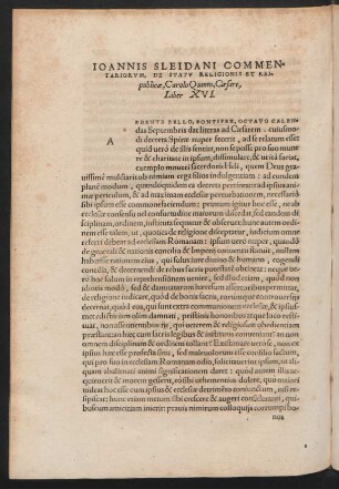 Ioannis Sleidani Commentariorum ... Liber XVI.