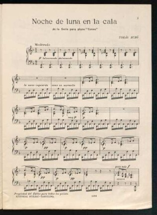 Noche de luna en la cala : de la serie para piano "Tossa"