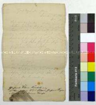 Feldpostbrief von Clemens Köchling aus dem Deutsch-Französischen Krieg an seine Eltern Franz Christoph und Maria Köchling mit kurzem Gruß und Mitteilung seiner Adresse