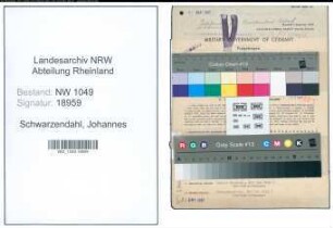 Entnazifizierung Johannes Schwarzendahl , geb. 01.01.1920 (Geschaeftsinhaber)