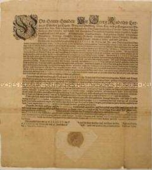 Patent von Georg Rudolph Herzog von Liegnitz über den Waffendienst und Truppeneinzug im Herzogtum