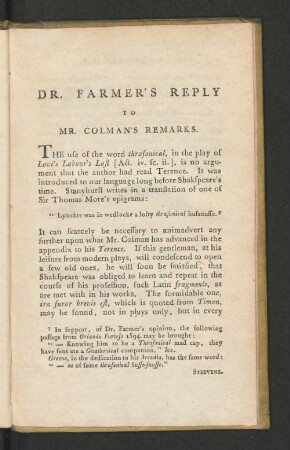 Dr. Farmer's Reply to Mr. Colman's Remarks.