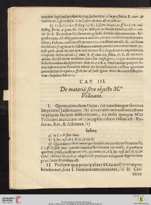 Cap. III: De materiâ sive objecto SCti Velleiani