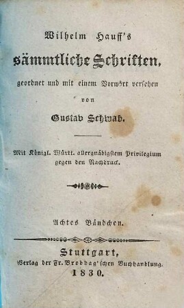 Wilhelm Hauff's sämmtliche Schriften, 8