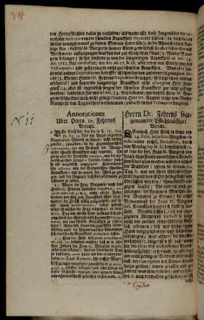 N°. 11 Annotationes Uber Herrn Dr. Fehrens [...]