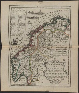 Le Royaume De Norwege : Divisé en ses cinq Principaux Gouvernements. Dressé sur les Derniers Memoires des plusieurs Auteurs