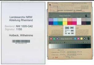 Entnazifizierung Wilhelmine Holbeck , geb. 05.01.1903 (Geschaeftsinhaberin)