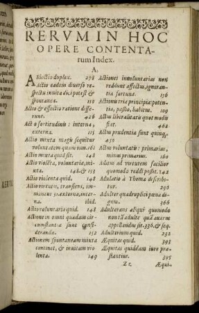 Rerum In Hoc Opere Contentarum Index.