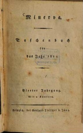 Minerva : Taschenbuch, 1812 = Jg. 4