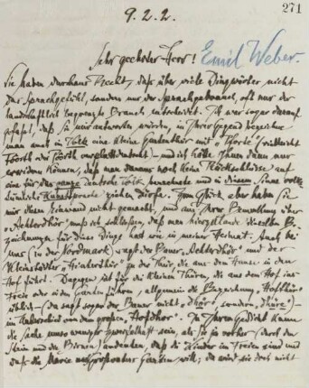 Brief an Emil Weber