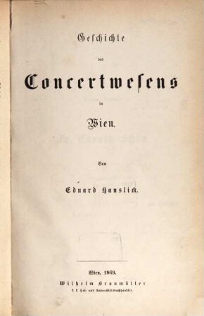 Geschichte des Concertwesens in Wien, 1