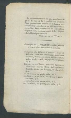 La présente traduction est mise sous la sauvegarde des lois ...