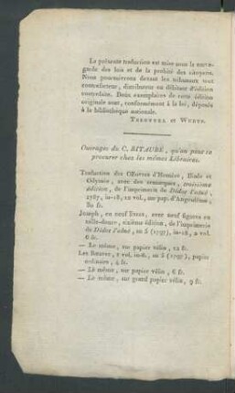 La présente traduction est mise sous la sauvegarde des lois ...