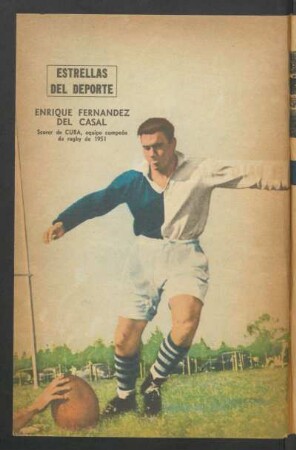 Enrique Fernández del Casal, scorer de CUBA, equipo campeón de rugby de 1951 - [Fotografía] : Estrellas del deporte