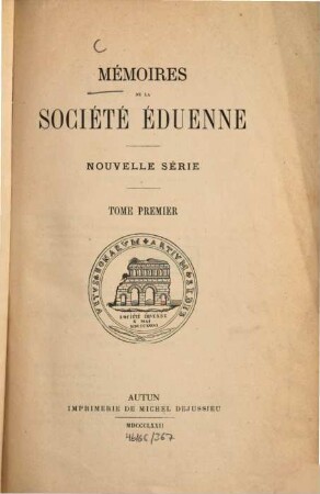 Mémoires. 1, 1. 1872