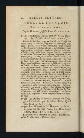42-55, Théatre Francois. Troisieme Age, Depuis Hardy jusqu à Pierre Corneille