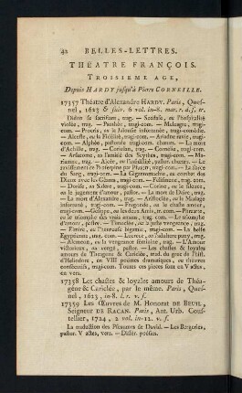42-55, Théatre Francois. Troisieme Age, Depuis Hardy jusqu à Pierre Corneille