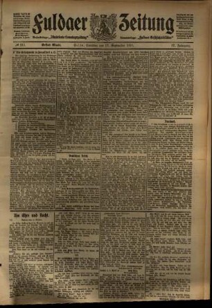 Erste Ausgabe vom Samstag, den 17. September 1910.